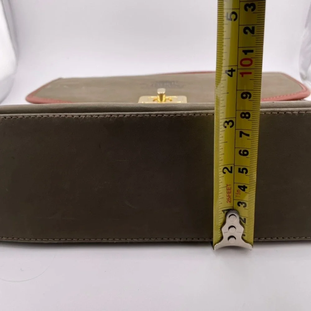 Vintage Emuri Australia Olive Green Leather Satchel Top Handle Bag